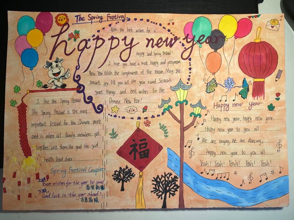 spring手抄报内容英语,英语手抄报spring内容 英语小报《the spring festival》
